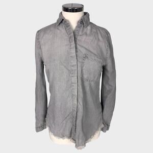 ZOE Womens Gray XS Made in India Button Front Collar Long Sleeve Shirt